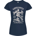 Kung Fu Fighter Mixed Martial Arts MMA Womens Petite Cut T-Shirt Navy Blue
