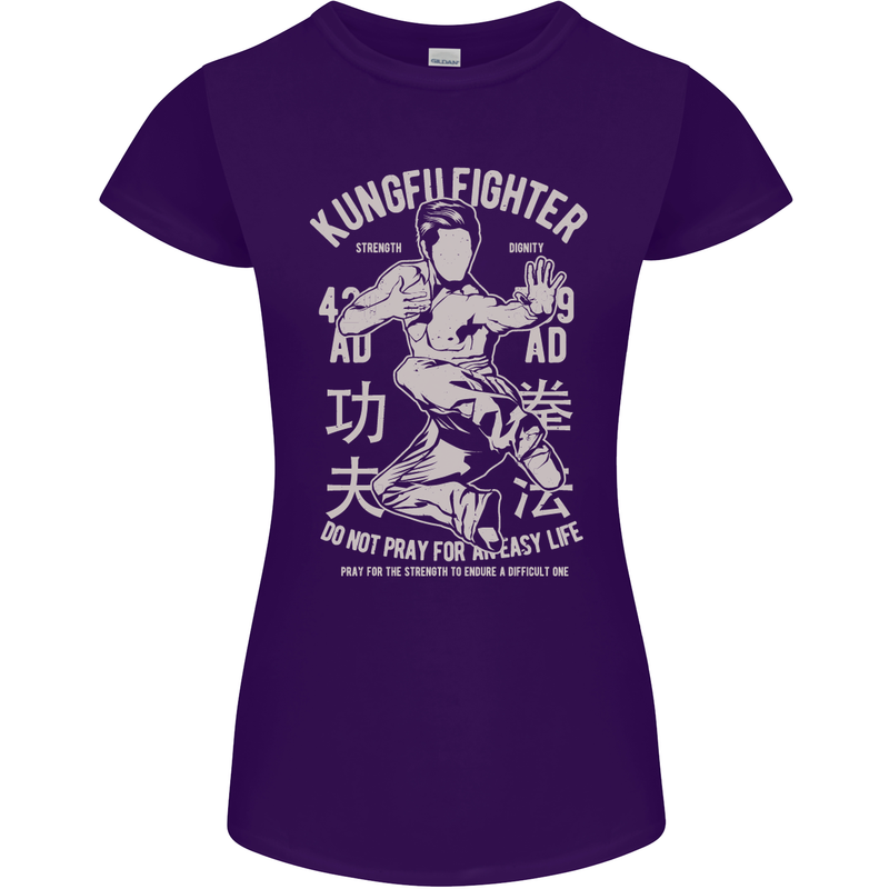 Kung Fu Fighter Mixed Martial Arts MMA Womens Petite Cut T-Shirt Purple