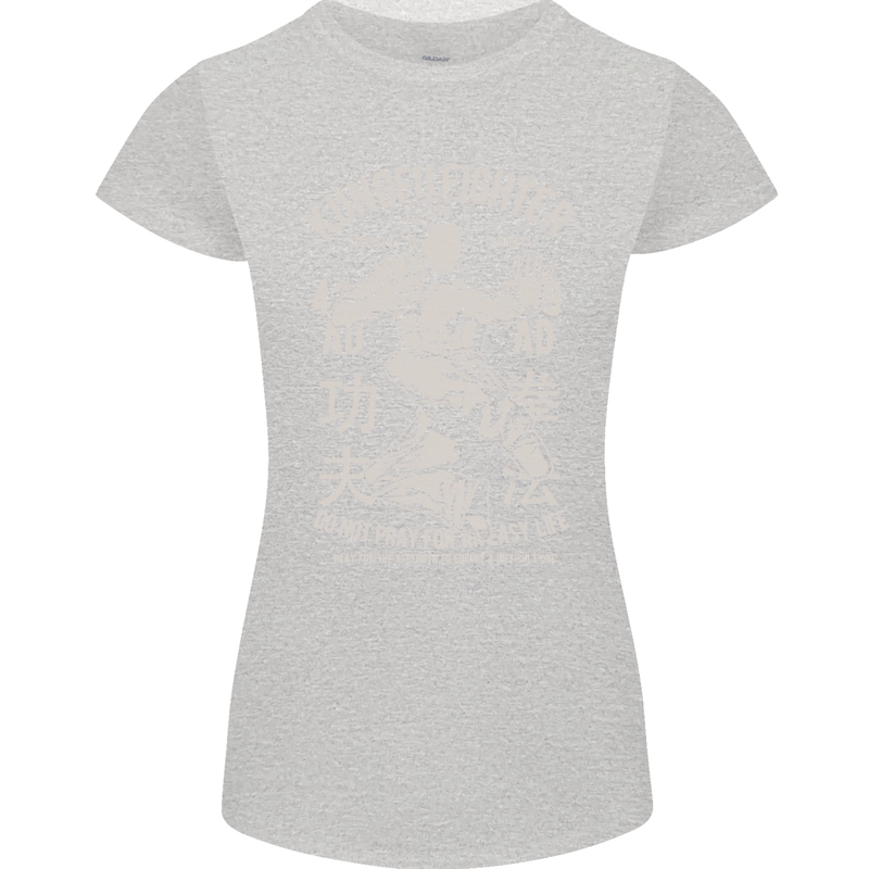Kung Fu Fighter Mixed Martial Arts MMA Womens Petite Cut T-Shirt Sports Grey
