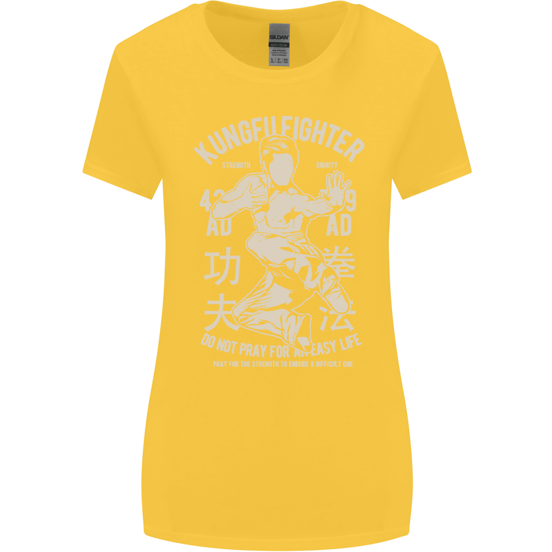 Kung Fu Fighter Mixed Martial Arts MMA Womens Wider Cut T-Shirt Yellow