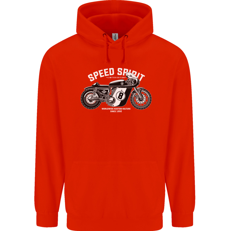 Kustom Kulture Cafe Racer Biker Motorbike Childrens Kids Hoodie Bright Red
