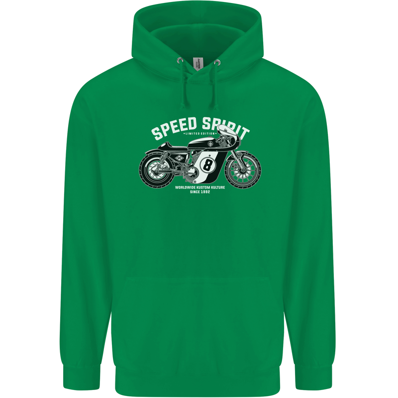 Kustom Kulture Cafe Racer Biker Motorbike Childrens Kids Hoodie Irish Green