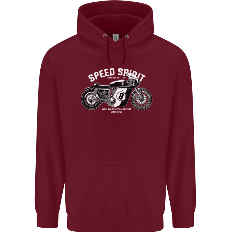 Kustom Kulture Cafe Racer Biker Motorbike Childrens Kids Hoodie Maroon