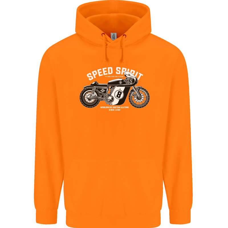 Kustom Kulture Cafe Racer Biker Motorbike Childrens Kids Hoodie Orange