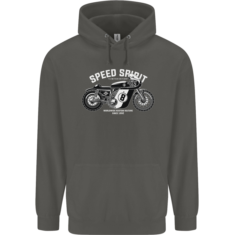 Kustom Kulture Cafe Racer Biker Motorbike Childrens Kids Hoodie Storm Grey