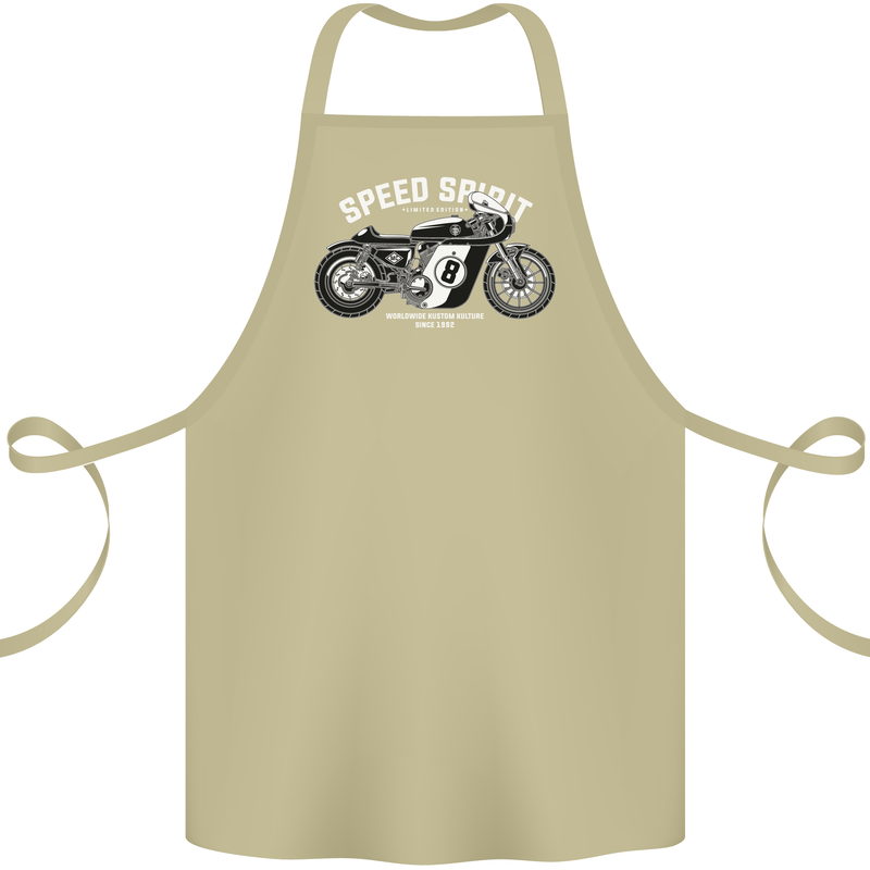 Kustom Kulture Cafe Racer Biker Motorbike Cotton Apron 100% Organic Khaki