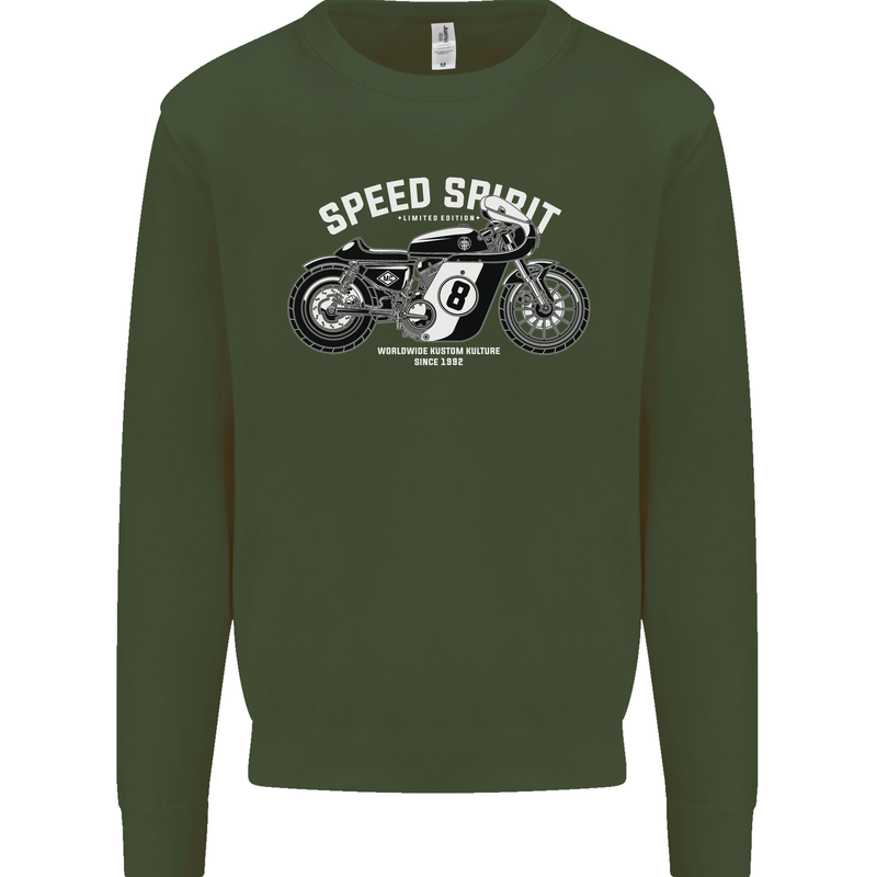Kustom Kulture Cafe Racer Biker Motorbike Kids Sweatshirt Jumper Forest Green