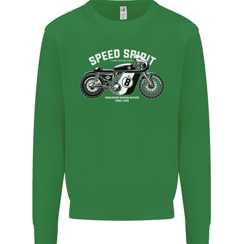 Kustom Kulture Cafe Racer Biker Motorbike Kids Sweatshirt Jumper Irish Green