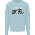 Kustom Kulture Cafe Racer Biker Motorbike Kids Sweatshirt Jumper Light Blue