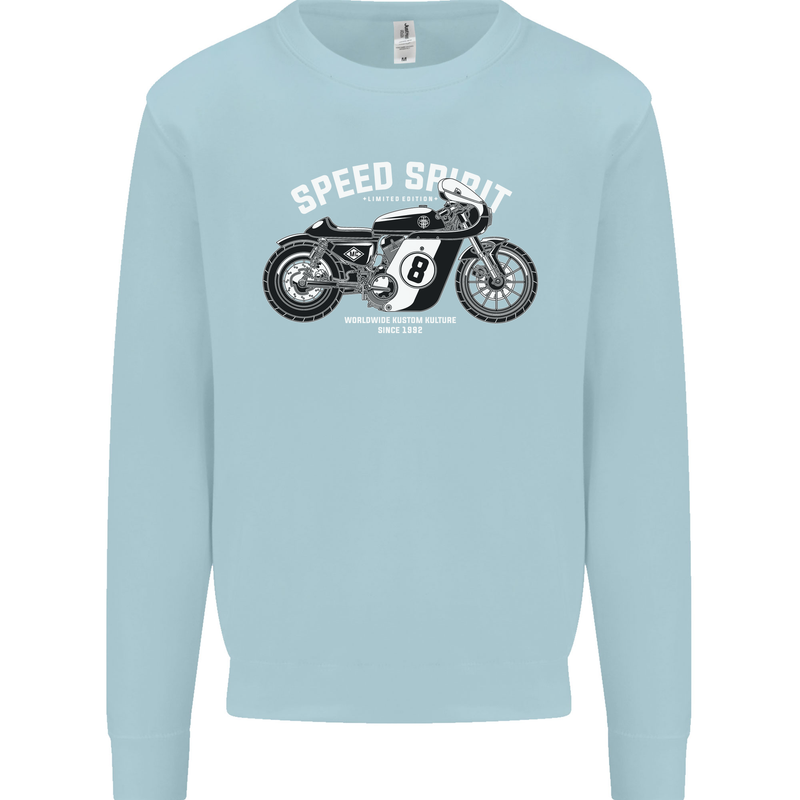 Kustom Kulture Cafe Racer Biker Motorbike Kids Sweatshirt Jumper Light Blue