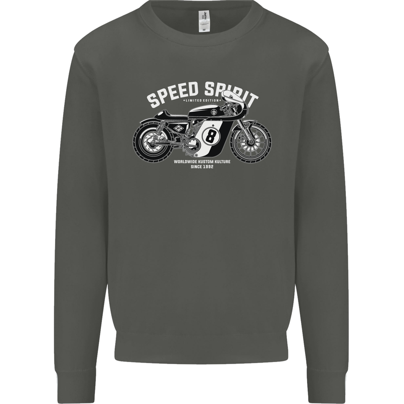 Kustom Kulture Cafe Racer Biker Motorbike Kids Sweatshirt Jumper Storm Grey