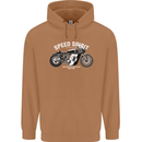 Kustom Kulture Cafe Racer Biker Motorbike Mens 80% Cotton Hoodie Caramel Latte
