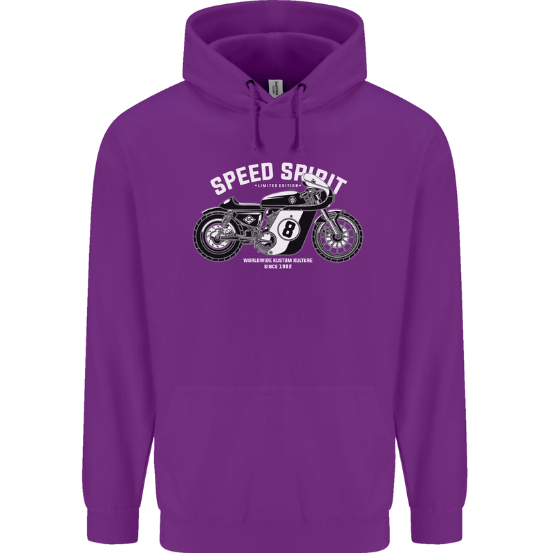 Kustom Kulture Cafe Racer Biker Motorbike Mens 80% Cotton Hoodie Purple