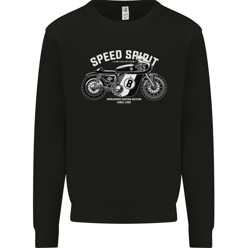 Kustom Kulture Cafe Racer Biker Motorbike Mens Sweatshirt Jumper Black