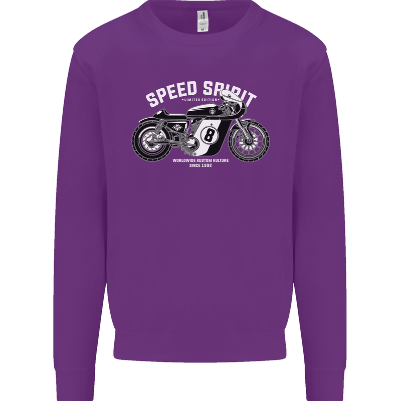 Kustom Kulture Cafe Racer Biker Motorbike Mens Sweatshirt Jumper Purple