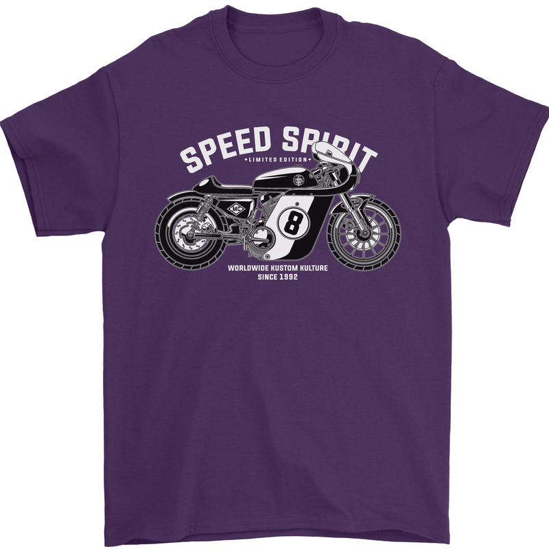 Kustom Kulture Cafe Racer Biker Motorbike Mens T-Shirt Cotton Gildan Purple