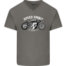Kustom Kulture Cafe Racer Biker Motorbike Mens V-Neck Cotton T-Shirt Charcoal