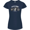 Kustom Kulture Cafe Racer Biker Motorbike Womens Petite Cut T-Shirt Navy Blue