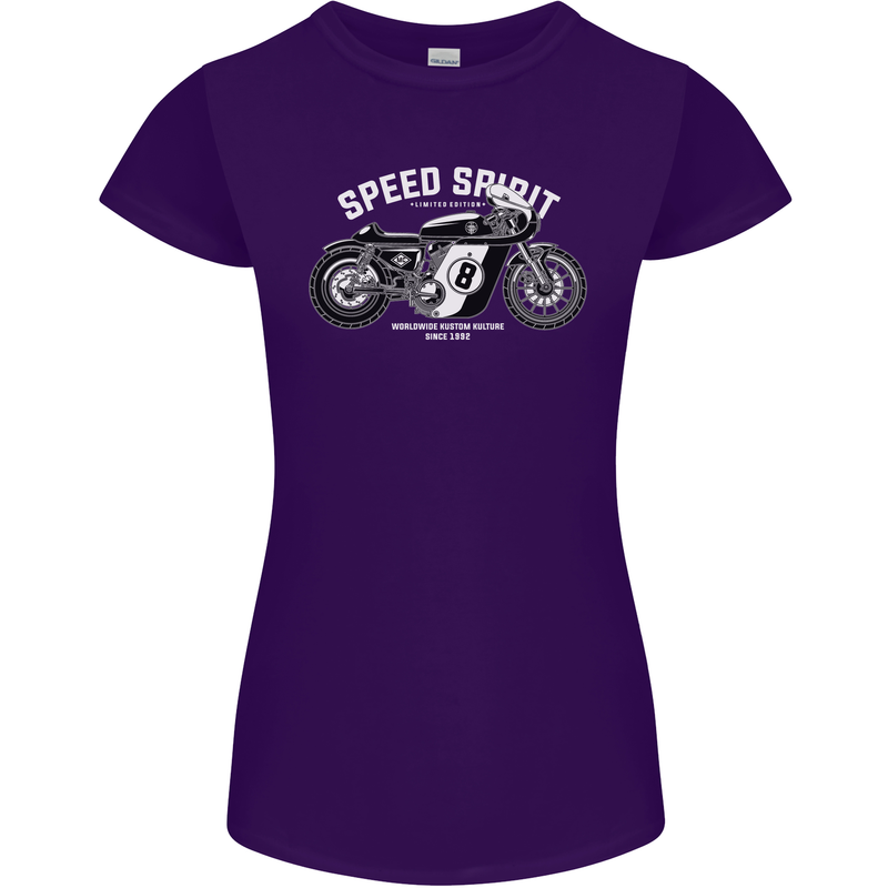Kustom Kulture Cafe Racer Biker Motorbike Womens Petite Cut T-Shirt Purple