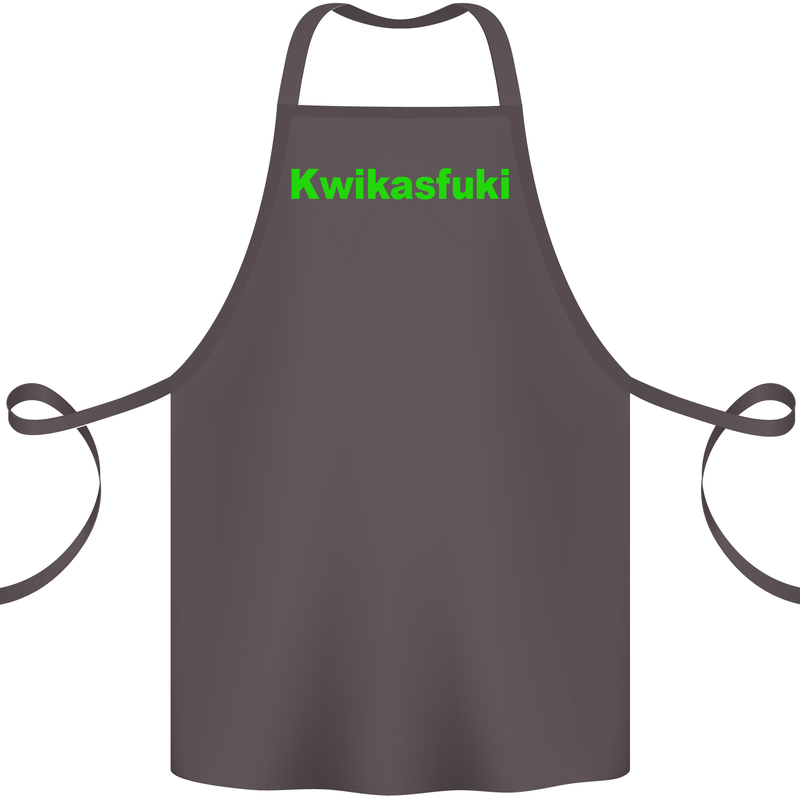 Kwikasfuki Superbike Funny Biker Motorcycle Cotton Apron 100% Organic Dark Grey