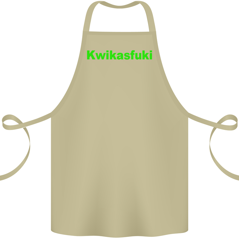 Kwikasfuki Superbike Funny Biker Motorcycle Cotton Apron 100% Organic Khaki