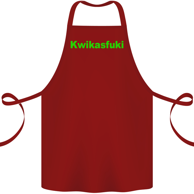 Kwikasfuki Superbike Funny Biker Motorcycle Cotton Apron 100% Organic Maroon