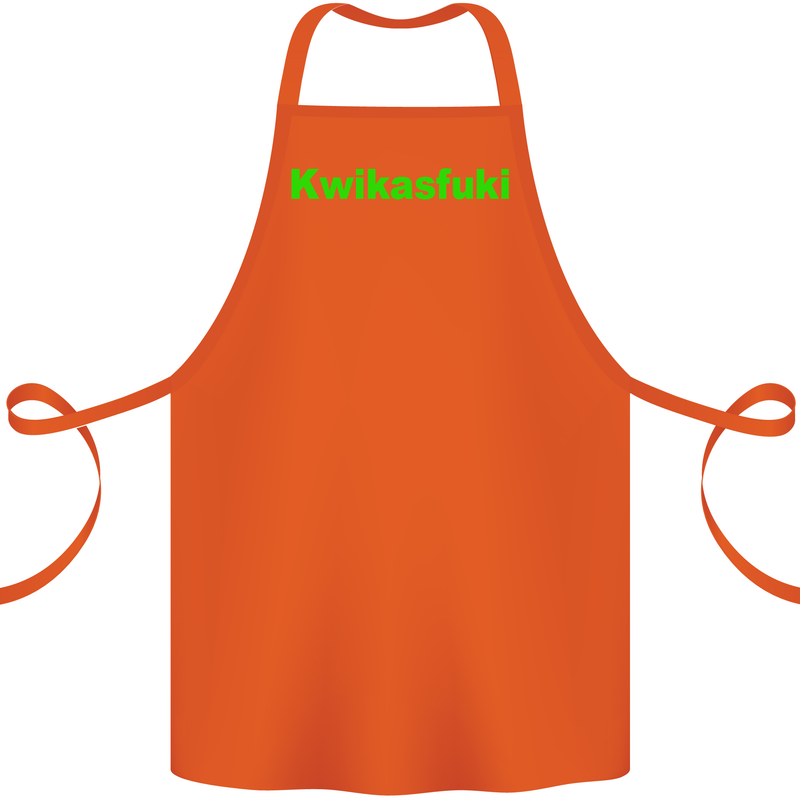 Kwikasfuki Superbike Funny Biker Motorcycle Cotton Apron 100% Organic Orange