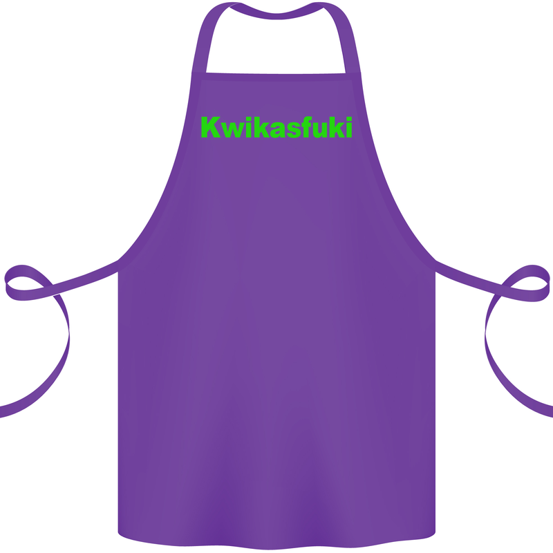Kwikasfuki Superbike Funny Biker Motorcycle Cotton Apron 100% Organic Purple