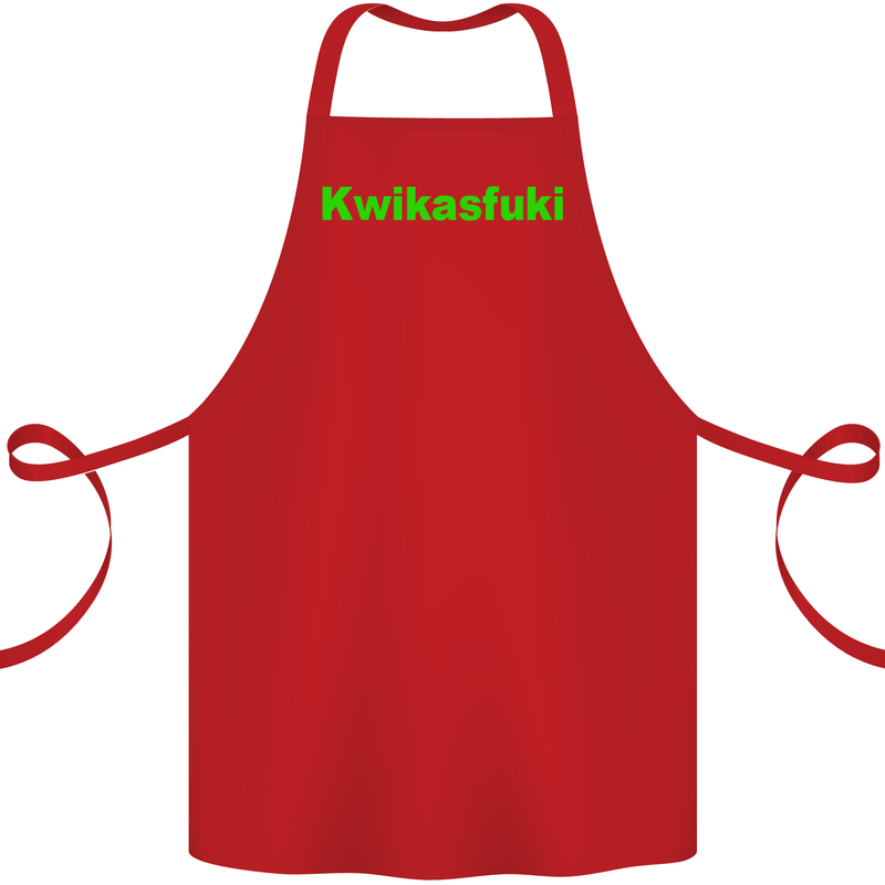 Kwikasfuki Superbike Funny Biker Motorcycle Cotton Apron 100% Organic Red