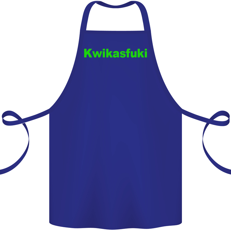 Kwikasfuki Superbike Funny Biker Motorcycle Cotton Apron 100% Organic Royal Blue