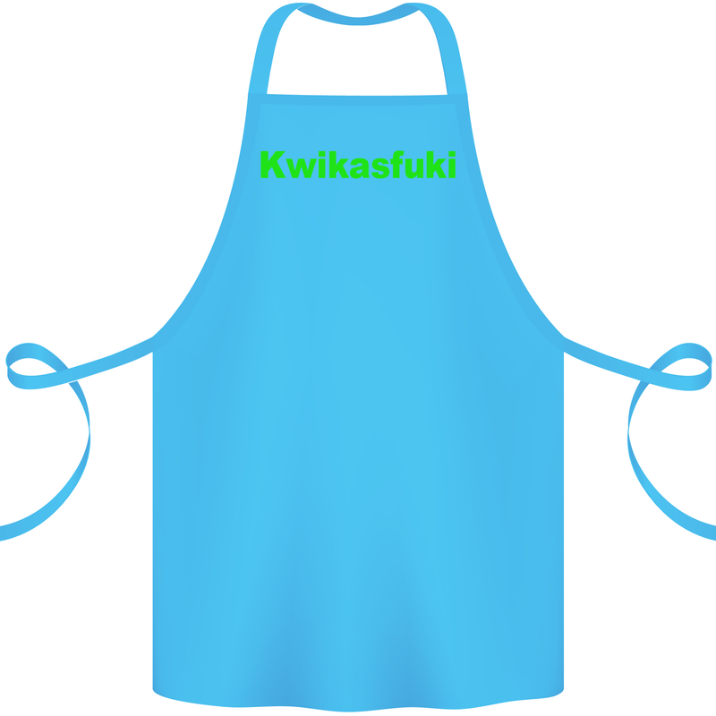 Kwikasfuki Superbike Funny Biker Motorcycle Cotton Apron 100% Organic Turquoise