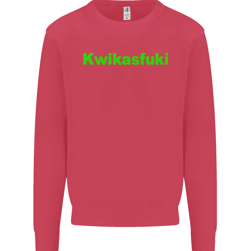 Kwikasfuki Superbike Funny Biker Motorcycle Kids Sweatshirt Jumper Heliconia