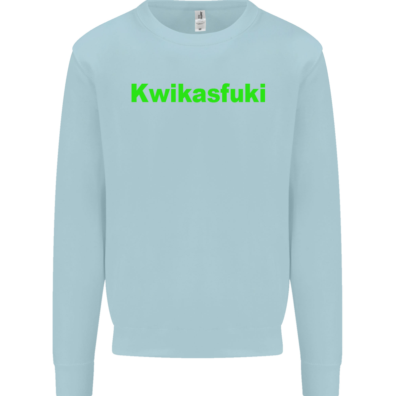 Kwikasfuki Superbike Funny Biker Motorcycle Kids Sweatshirt Jumper Light Blue