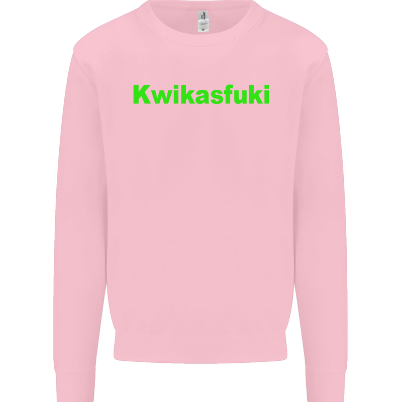 Kwikasfuki Superbike Funny Biker Motorcycle Kids Sweatshirt Jumper Light Pink