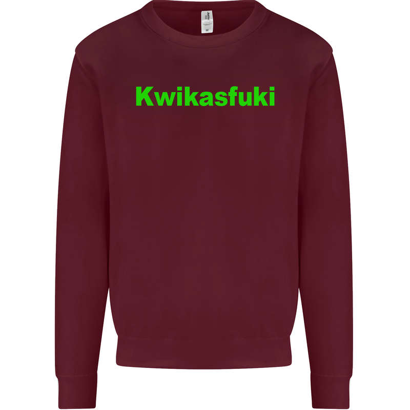 Kwikasfuki Superbike Funny Biker Motorcycle Kids Sweatshirt Jumper Maroon