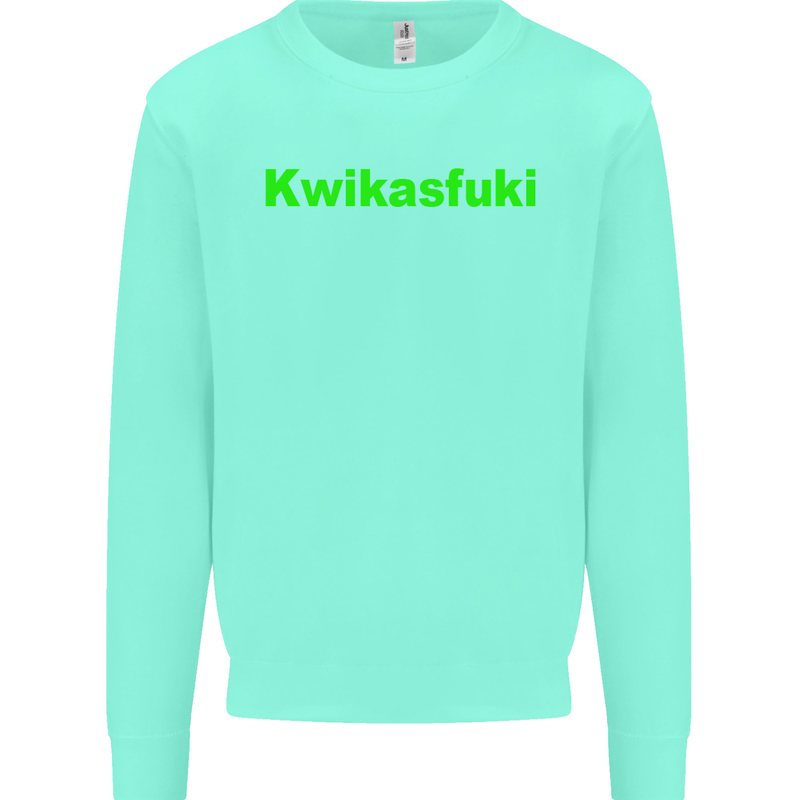 Kwikasfuki Superbike Funny Biker Motorcycle Kids Sweatshirt Jumper Peppermint