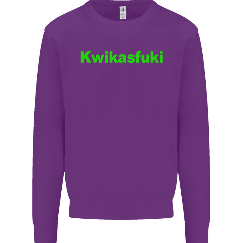 Kwikasfuki Superbike Funny Biker Motorcycle Kids Sweatshirt Jumper Purple