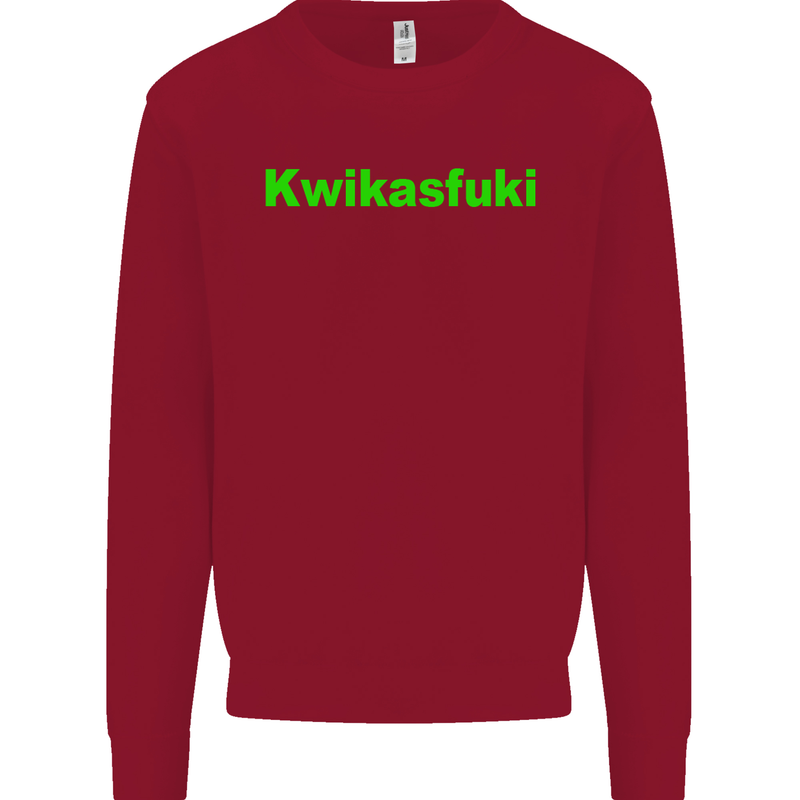 Kwikasfuki Superbike Funny Biker Motorcycle Kids Sweatshirt Jumper Red