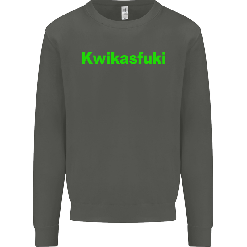 Kwikasfuki Superbike Funny Biker Motorcycle Kids Sweatshirt Jumper Storm Grey