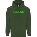 Kwikasfuki Superbike Funny Biker Motorcycle Mens 80% Cotton Hoodie Forest Green