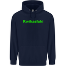 Kwikasfuki Superbike Funny Biker Motorcycle Mens 80% Cotton Hoodie Navy Blue