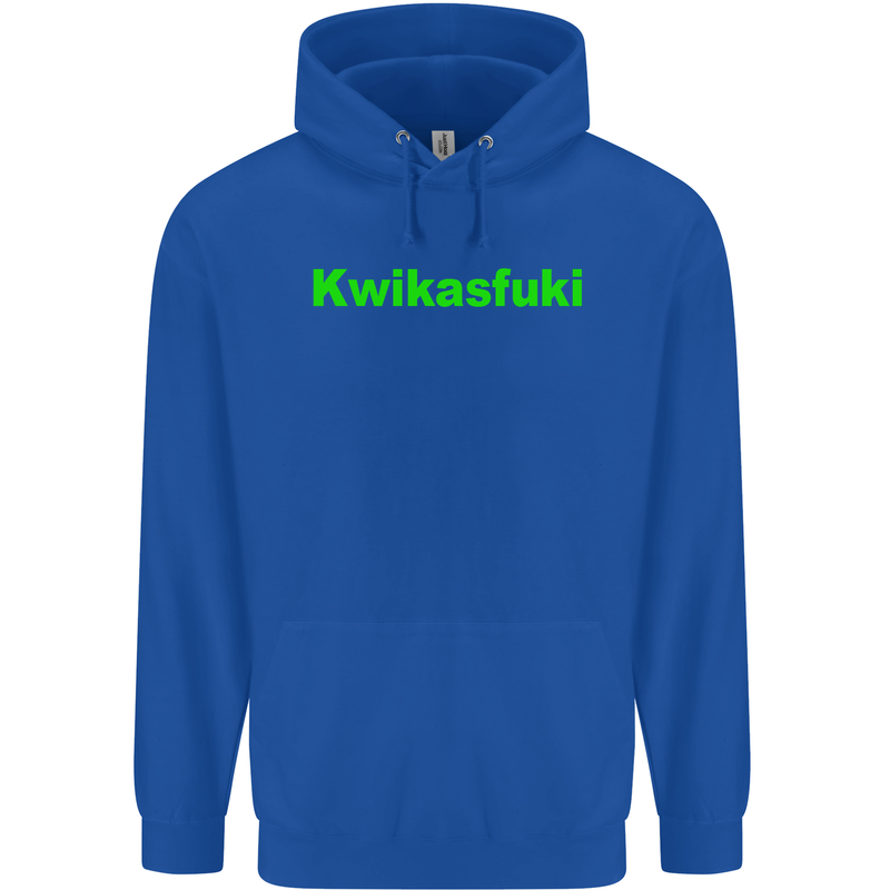 Kwikasfuki Superbike Funny Biker Motorcycle Mens 80% Cotton Hoodie Royal Blue