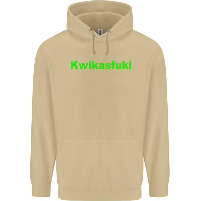 Kwikasfuki Superbike Funny Biker Motorcycle Mens 80% Cotton Hoodie Sand