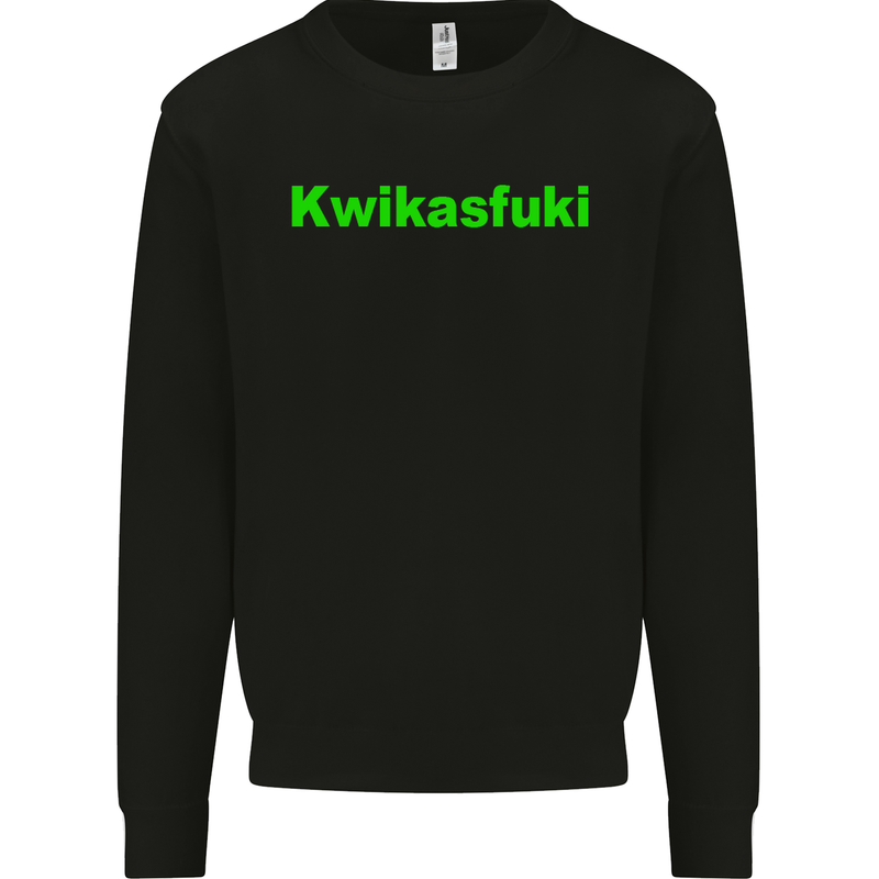 Kwikasfuki Superbike Funny Biker Motorcycle Mens Sweatshirt Jumper Black