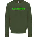 Kwikasfuki Superbike Funny Biker Motorcycle Mens Sweatshirt Jumper Forest Green
