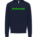 Kwikasfuki Superbike Funny Biker Motorcycle Mens Sweatshirt Jumper Navy Blue