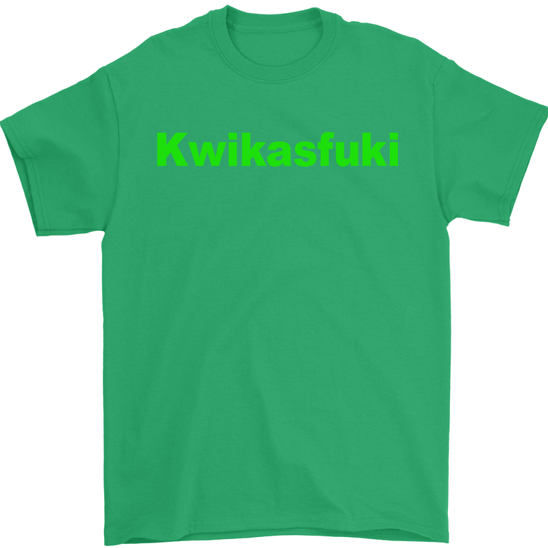 Kwikasfuki Superbike Funny Biker Motorcycle Mens T-Shirt Cotton Gildan Irish Green
