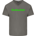 Kwikasfuki Superbike Funny Biker Motorcycle Mens V-Neck Cotton T-Shirt Charcoal