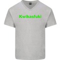 Kwikasfuki Superbike Funny Biker Motorcycle Mens V-Neck Cotton T-Shirt Sports Grey