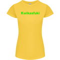 Kwikasfuki Superbike Funny Biker Motorcycle Womens Petite Cut T-Shirt Yellow